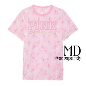 Victorias Secret PINK x LoveShackFancy Beaux Icons Floral Bow Campus Cotton Tee